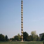 endless column sculpture in autumn park
